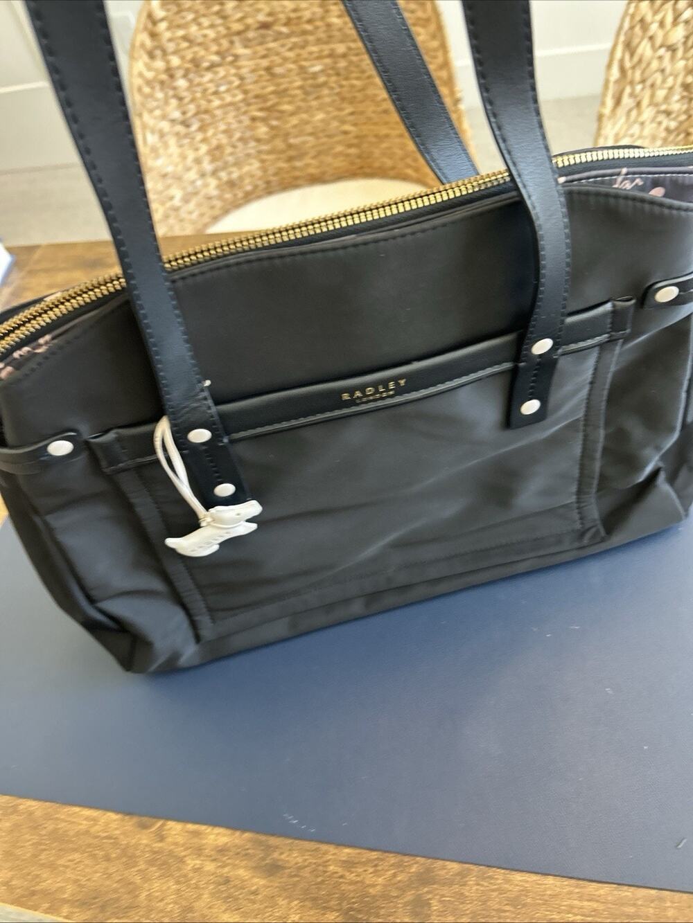 Radley London Handbag Purse Black with Scottie Dog Charm